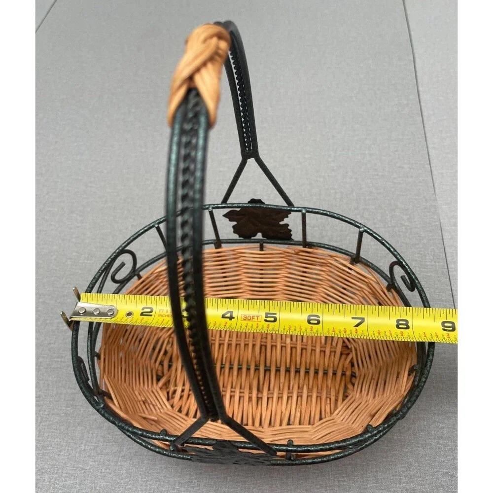 Cute Metal&Bamboo Basket With 6 Plastic Decoration  Oranges